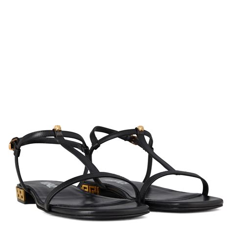 versace black braided sandals|versace medusa flats sandals women.